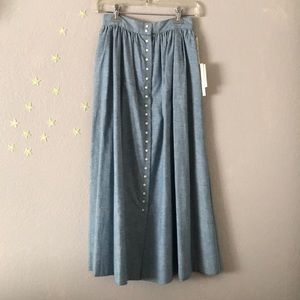 Blue cotton fabric button down skirt